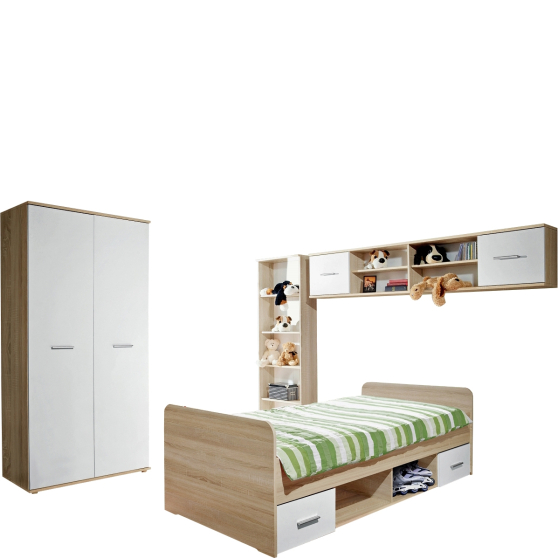 Zestaw mebli młodzieżowych DINO 1 Dąb Sonoma / Biały Mat DINO Podstawowe