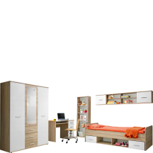 Zestaw mebli młodzieżowych DINO 4 Dąb Sonoma / Biały Mat DINO Podstawowe