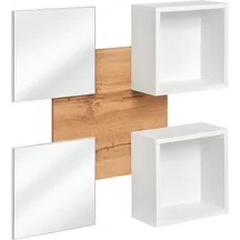 Panel ścienny z dwoma lustrami i dwoma półkami TYP 07 Biały / Dąb Wotan EASY BIAŁY Podstawowe