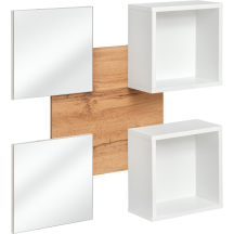 Panel ścienny z dwoma lustrami i dwoma półkami TYP 07 Biały / Dąb Wotan EASY BIAŁY Podstawowe