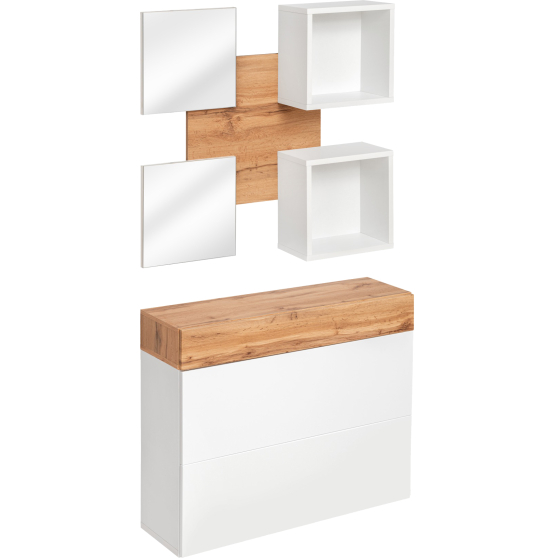 Zestaw mebli do przedpokoju EASY 5 Biały / Dąb Wotan EASY BIAŁY Podstawowe