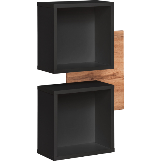 Panel ścienny z dwoma półkami TYP 04 Czarny / Dąb Wotan EASY CZARNY Podstawowe