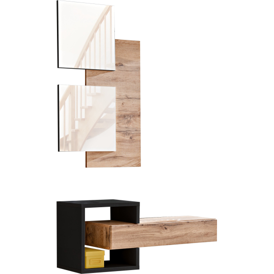 Zestaw mebli do przedpokoju EASY 2 Czarny / Dąb Wotan EASY CZARNY Podstawowe