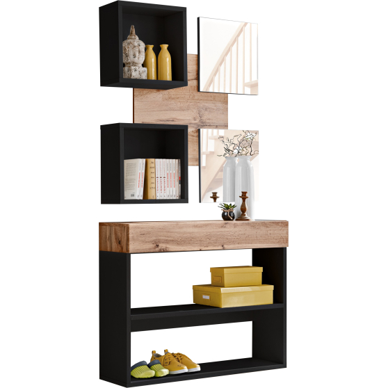 Zestaw mebli do przedpokoju EASY 4 Czarny / Dąb Wotan EASY CZARNY Podstawowe