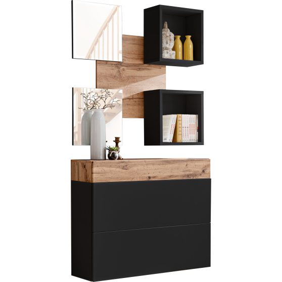 Zestaw mebli do przedpokoju EASY 5 Czarny / Dąb Wotan EASY CZARNY Podstawowe