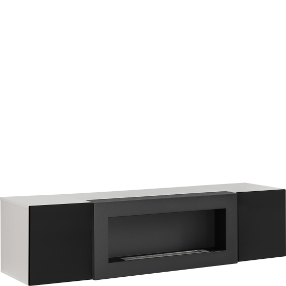 Komoda wisząca z biokominkiem SBK Biały / Czarny Połysk FLY BIAŁY / CZARNY POŁYSK Podstawowe