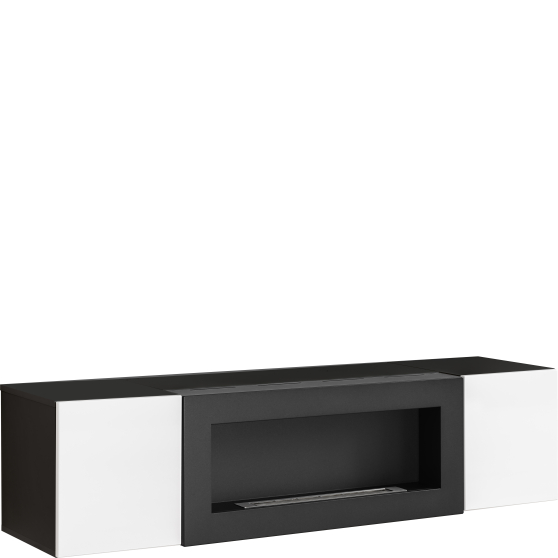 Komoda wisząca z biokominkiem SBK Czarny / Biały Połysk FLY CZARNY / BIAŁY POŁYSK Podstawowe