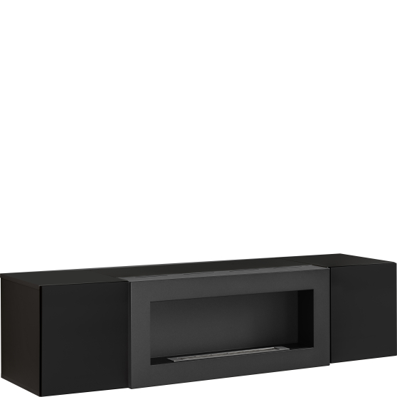 Komoda wisząca z biokominkiem SBK Czarny / Czarny Połysk FLY CZARNY / CZARNY POŁYSK Podstawowe