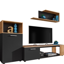 Meblościanka MAZE MZ1 Czarny Mat / Dąb Wotan MAZE Podstawowe