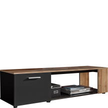 Szafka RTV I Czarny Mat / Dąb Wotan MAZE Podstawowe