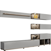 Meblościanka SILK Perla Gray / Dąb Wellington SILK Podstawowe