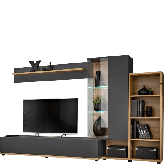 Meblościanka SILK 2 Antracyt / Wotan SILK Podstawowe