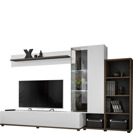 Meblościanka SILK 2 Biały Mat / Perla Elm SILK Podstawowe