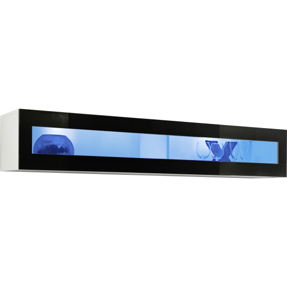 Witryna wisząca pozioma FY 51 z oświetleniem Biały / Czarny Połysk FLY BIAŁY / CZARNY POŁYSK Podstawowe