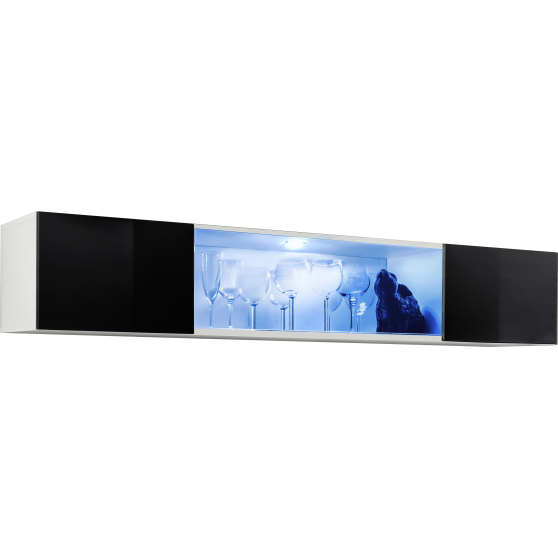 Witryna wisząca pozioma FY 52 z oświetleniem Biały / Czarny Połysk FLY BIAŁY / CZARNY POŁYSK Podstawowe