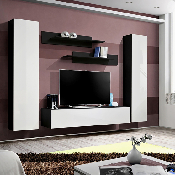 Meblościanka A1 Czarny / Biały Połysk FLY CZARNY / BIAŁY POŁYSK Podstawowe