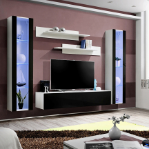 Meblościanka z oświetleniem A2 Biały / Czarny Połysk FLY BIAŁY / CZARNY POŁYSK Podstawowe