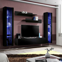 Meblościanka z oświetleniem A2 Czarny / Czarny Połysk FLY CZARNY / CZARNY POŁYSK Podstawowe