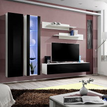 Meblościanka z oświetleniem A4 Biały / Czarny Połysk FLY BIAŁY / CZARNY POŁYSK Podstawowe