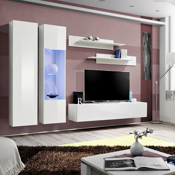 Meblościanka z oświetleniem A5 Biały / Biały Połysk FLY BIAŁY / BIAŁY POŁYSK Podstawowe