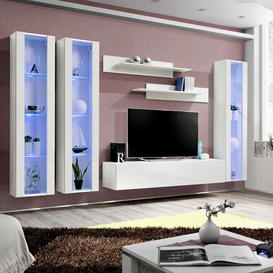 Meblościanka z oświetleniem C2 Biały / Biały Połysk FLY BIAŁY / BIAŁY POŁYSK Podstawowe