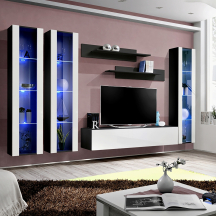 Meblościanka z oświetleniem C2 Czarny / Biały Połysk FLY CZARNY / BIAŁY POŁYSK Podstawowe