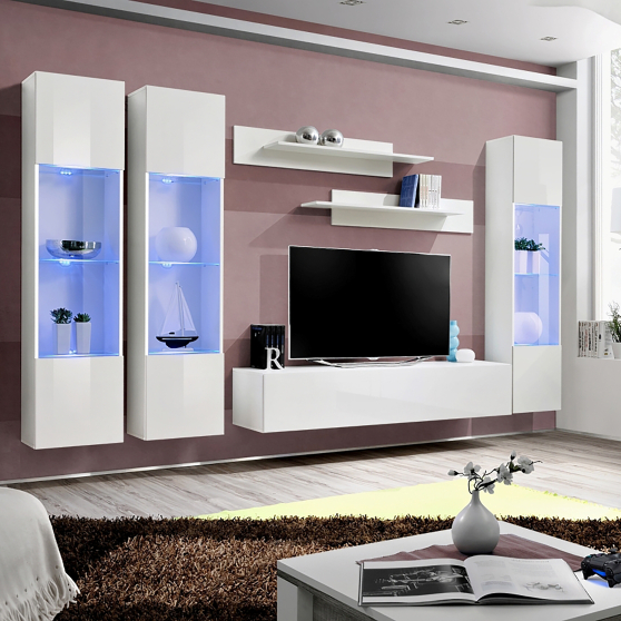 Meblościanka z oświetleniem C3 Biały / Biały Połysk FLY BIAŁY / BIAŁY POŁYSK Podstawowe