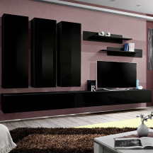 Meblościanka E1 Czarny / Czarny Połysk FLY CZARNY / CZARNY POŁYSK Podstawowe