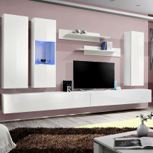 Meblościanka z oświetleniem E5 Biały / Biały Połysk FLY BIAŁY / BIAŁY POŁYSK Podstawowe