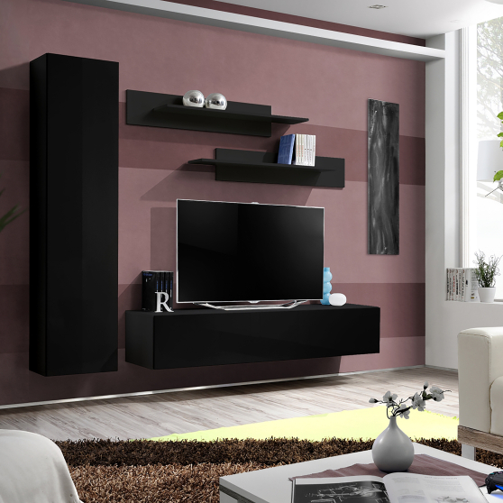 Meblościanka G1 Czarny / Czarny Połysk FLY CZARNY / CZARNY POŁYSK Podstawowe