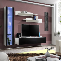 Meblościanka z oświetleniem G2 Biały / Czarny Połysk FLY BIAŁY / CZARNY POŁYSK Podstawowe