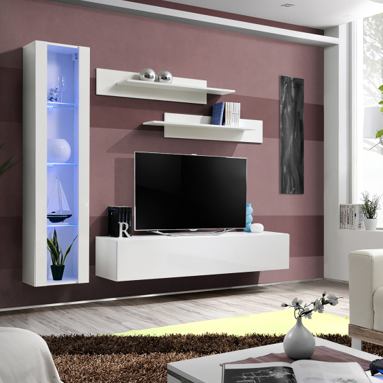 Meblościanka z oświetleniem G2 Biały / Biały Połysk FLY BIAŁY / BIAŁY POŁYSK Podstawowe