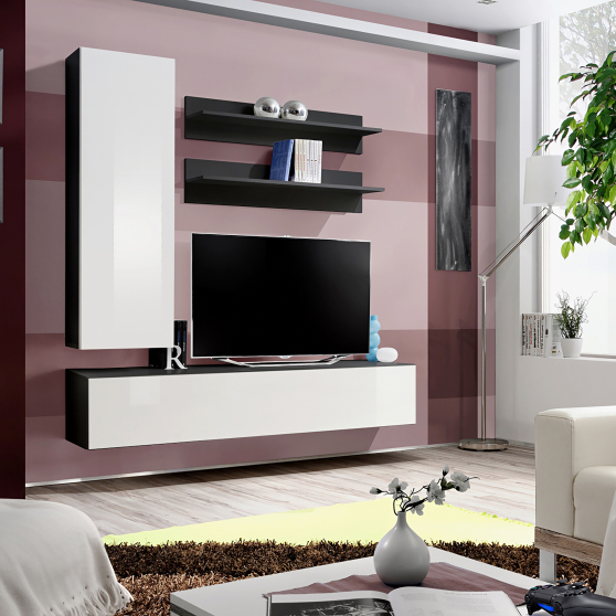 Meblościanka H1 Czarny / Biały Połysk FLY CZARNY / BIAŁY POŁYSK Podstawowe