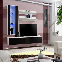 Meblościanka z oświetleniem H2 Biały / Czarny Połysk FLY BIAŁY / CZARNY POŁYSK Podstawowe