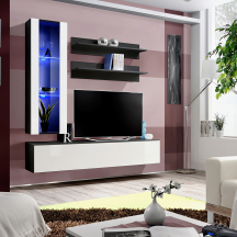 Meblościanka z oświetleniem H2 Czarny / Biały Połysk FLY CZARNY / BIAŁY POŁYSK Podstawowe