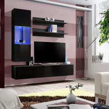 Meblościanka z oświetleniem H3 Czarny / Czarny Połysk FLY CZARNY / CZARNY POŁYSK Podstawowe