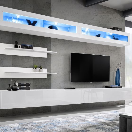 Meblościanka z oświetleniem I2 Biały / Biały Połysk FLY BIAŁY / BIAŁY POŁYSK Podstawowe