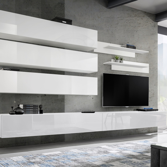 Meblościanka J1 Biały / Biały Połysk FLY BIAŁY / BIAŁY POŁYSK Podstawowe