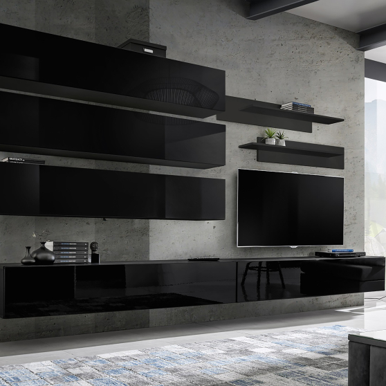 Meblościanka J1 Czarny / Czarny Połysk FLY CZARNY / CZARNY POŁYSK Podstawowe