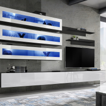 Meblościanka z oświetleniem J2 Czarny / Biały Połysk FLY CZARNY / BIAŁY POŁYSK Podstawowe