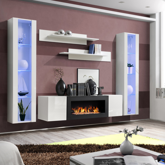 Meblościanka z oświetleniem M2 Biały / Biały Połysk FLY BIAŁY / BIAŁY POŁYSK Podstawowe