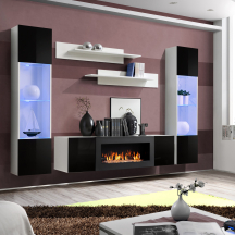 Meblościanka z oświetleniem M3 Biały / Czarny Połysk FLY BIAŁY / CZARNY POŁYSK Podstawowe