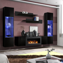 Meblościanka z oświetleniem M3 Czarny / Czarny Połysk FLY CZARNY / CZARNY POŁYSK Podstawowe