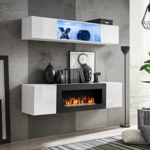 Meblościanka z biokominkiem N3 Biały / Biały Połysk FLY BIAŁY / BIAŁY POŁYSK Podstawowe