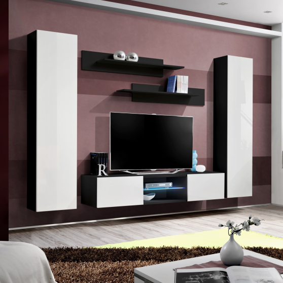 Meblościanka O1 Czarny / Biały Połysk FLY CZARNY / BIAŁY POŁYSK Podstawowe