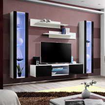 Meblościanka z oświetleniem O2 Biały / Czarny Połysk FLY BIAŁY / CZARNY POŁYSK Podstawowe