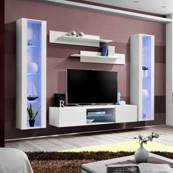 Meblościanka z oświetleniem O2 Biały / Biały Połysk FLY BIAŁY / BIAŁY POŁYSK Podstawowe