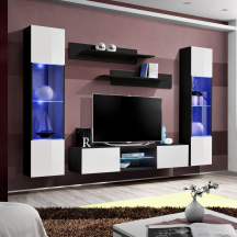 Meblościanka z oświetleniem O3 Czarny / Biały Połysk FLY CZARNY / BIAŁY POŁYSK Podstawowe