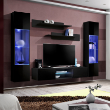 Meblościanka z oświetleniem O3 Czarny / Czarny Połysk FLY CZARNY / CZARNY POŁYSK Podstawowe