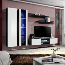 Meblościanka z oświetleniem O4 Czarny / Biały Połysk FLY CZARNY / BIAŁY POŁYSK Podstawowe